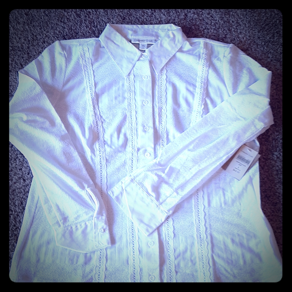 Mixed lace knit shirt